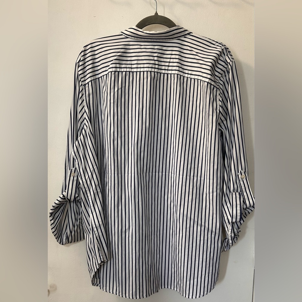 Ralph Lauren Blue and White Striped Button Down Shirt - Picture 6 of 9